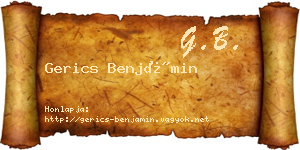 Gerics Benjámin névjegykártya